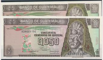 Guatemala 1989-1992. 1/2Q (2x) T:I  Guatemala 1989-1992. 1/2 Quetzal (2x) C:UNC