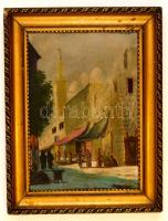 Jelzés nélkül: Kairói utca, olaj, vászon, fa keretben, 34×23,5 cm