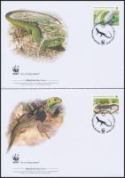 WWF: Balkan green lizard set + 4 FDC WWF: Balkáni zöld gyík sor + 4 FDC-n