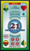 "21" sorsjegy reklámlap + kaparós sorsjegy minta