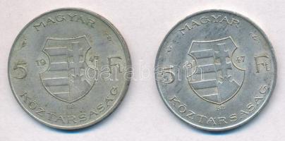 1947. 5Ft Ag "Kossuth" (2x) T:2,2-