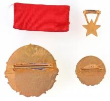 ~1960. "Nehézipar Kiváló Dolgozója" zománcozott, aranyozott fém jelvény miniatűrrel + 2db ...