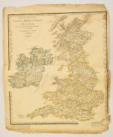 1824 Neue Karte von Grossbritanien und Irland. Nagybritannia és Írország rézmetszetű térképe, Leipzig, J. C. Hinrichs,38x45 cm Szélén szakadozásokkal. ./ 1824 Etched map of Great Britain and Irland 45x38 cm