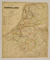 1829 Hollandia rézmetszetű térképe F. W. Streit, Leipzig, J. C. Hinrichs, 39x49 cm Szűkre vágva. ./ 1829 Etched map of the Netherlands 39 x49 cm