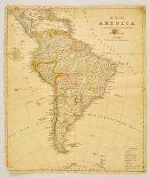 1829 Dél-Amerika rézmetszetű térképe F. W. Streit, Leipzig, J. C. Hinrichs, 39x49 cm Szűkre vágva. ./ 1829 Etched map of South America cut tight 39 x49 cm