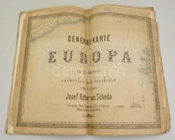 General-Karte von Europa in 25 Blaettern von Joseph Scheda. Wien, 1872. Artaria. 5+19 l. (18. lap hiányzik) Egy két lap foltos ,címlap gyűrőtt, de nagyrészt jó állapotú Európa térkép sorozat 45s54 cm / 25 maps of Europe. (1 missing). Most of them in good condition.