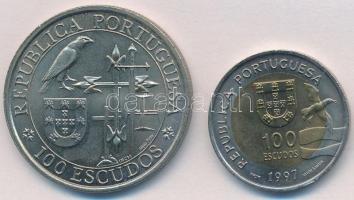 Portugália 1995. 100E Cu-Ni "Antonio Prior de Crato" + 1997. 100E Cu-Ni/Al-Br "Lissza...