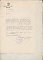 1973 Lázár György későbbi miniszterelnök saját kézzel aláírt levele Vas Zoltán (1903-1983) író, 56-os államminiszter részére Vas nyugdíjának ügyében