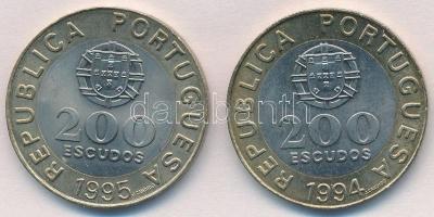 Portugália 1994. 200E Cu-Ni/Al-Br "Lisszabon, Európa Kulturális Fővárosa" + 1995. 200E Cu-...