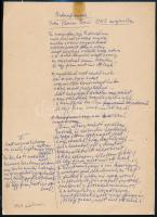 1969 Várnai Zseni (1890-1981) költőnő Katonafiamnak című versének későbbi? kézirata, mellékelve a vers kiadásban megjelent változata, postán megküldve, borítékkal