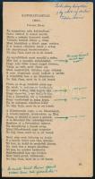 1969 Várnai Zseni (1890-1981) költőnő "Katonafiamnak" című versének későbbi? kézirata, mel...