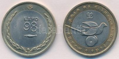 Portugália 1998. 200E Cu-Ni/Al-Br "Nemzetközi Oceán Kiállítás" + 1999. 200E Cu-Ni/Al-Br "Stilizált galamb" T:1-,2 Portugal 1998. 200 Escudos Cu-Ni/Al-Br "International Year of the Oceans Expo" + 1999. 200 Escudos Cu-Ni/Al-Br "Stylized dove" C:AU,XF Krause KM#706, KM#720