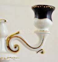Zsolnay Pompadour mintás porcelán háromkarú gyertyatartó, kézzel festett, jelzett, hibátlan, m: 27 c...