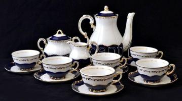 Zsolnay Pompadour mintás porcelán teás készlet, kézzel festett, jelzett, hibátlan