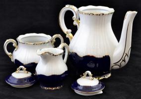 Zsolnay Pompadour mintás porcelán teás készlet, kézzel festett, jelzett, hibátlan