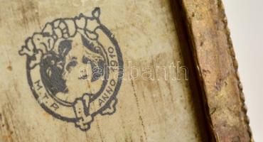 MTP (modern) fajansz díszes váza, fém szerelékkel, kézzel festett, jelzett, kis kopásokkal, m: 25,5 ...