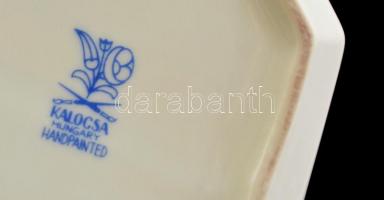 Kalocsai bonbonier, kézzel festett, jelzett, apró kopásokkal, saját dobozában, 12,5×10,5×5 cm