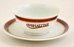 Herendi Ovolmaltine porcelán csésze + csészealj, kézzel festett, jelzett, hibátlan, 2 db
