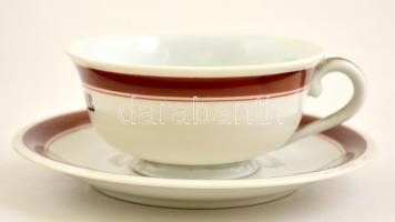 Herendi "Ovolmaltine" porcelán csésze + csészealj, kézzel festett, jelzett, hibátlan, 2 db