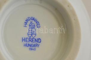 Herendi "Ovolmaltine" porcelán csésze + csészealj, kézzel festett, jelzett, hibátlan, 2 db