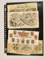 cca 1880-1900 Csokoládé és keksz címke gyűjtemény. 27 db nagyrészt litografált címke berakó lapokon ...