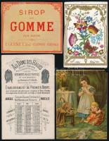 ca 1880-1900 7 db litografált élelmiszer és egyéb reklám kártya jó állapotban / 7 litho labels