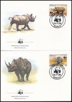 WWF Rhinos set 4 FDC WWF Orrszarvúk sor 4 FDC