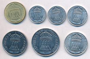 San Marino 1973. 1L-100L (7xklf) T:1,1-
San Marino 1973. 1 Lira - 100 Lire (7xdiff) C:UNC,AU