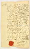 1830 Kiskunszabadszállás város szerződése só árusításról . A városi elöljárók aláírásával és a város címeres pecsétjével