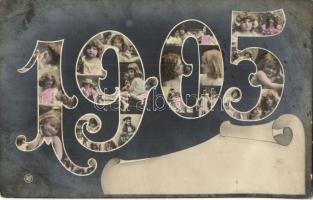 1905 Boldog Újévet! / New Year greeting card, girls (EK)