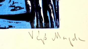 Vágó Magda (?-?): Erdőben, szitanyomat, papír, jelzett, 13,5×15 cm