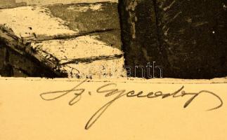 Sz. Gyenes Lajos (1890-1971): Venezia, Ca' d'oro, rézkarc, papír, jelzett, 32×24,5 cm