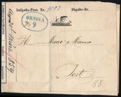 1859 DDSG fuvarlevél / bill of lading Orsova - Pest