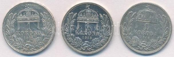 1914KB-1916KB 1K Ag "Ferenc József" (3xklf) T:2,3 patina