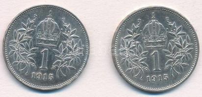 Ausztria 1915. 1K Ag "Ferenc József" (2x) T:2 
Austria 1915. 1 Corona "Franz Joseph&...