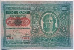 Ausztria 1919. 100K mindkét oldala német + 1000K mindkét oldala német; mindkét bankjegy piros Deutschösterreich felülbélyegzéssel T:II,III Austria 1919. 100 Kronen with German text + 1000 Kronen with German text; both with Deutschösterreich overprint C:XF,F