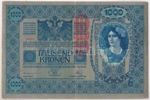 Ausztria 1919. 100K mindkét oldala német + 1000K mindkét oldala német; mindkét bankjegy piros "...