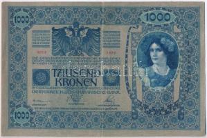 Ausztria 1919. 100K mindkét oldala német + 1000K mindkét oldala német; mindkét bankjegy piros "...