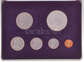 Brit Virgin-szigetek 1974. 1c-50c (5xklf) + 1D Ag forgalmi szett eredeti tokban T:1 (eredetilleg PP)  British Virgin Islands 1974. 1 Cent - 50 Cents (5xdiff) + 1 Dollar Ag coin set in original case C:UNC (originally PP)