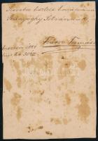 cca 1881 Katona fotója, kartonon, a hátoldalán ajándékozási sorokkal, körbevágott, sérült, 13x9 cm