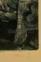 Kéri Imre (1945- ): Téli éjszaka, rézkarc, papír, jelzett, számozott (24/50), üvegezett fa keretben,...