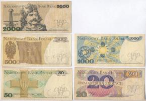 Lengyelország 1982. 20Zl + 500Zl + 1000Zl + 2000Zl + 1988. 50Zl + Német megszállás 1940. 20Zl + 100Z...