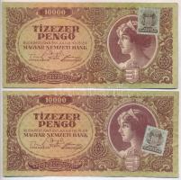 1945. 10.000P "MNB" bélyeggel (2x), alapnyomat eltérő szín változat + 1946. 10.000AP + 50....