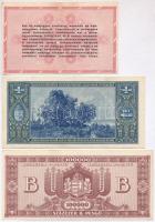 1945. 1.000.000P + 1946. 100.000BP + 1.000.000AP sorozat- és sorszám nélkül T:III,II