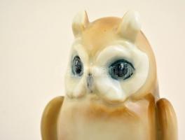 Zsolnay porcelán bagoly, kézzel festett, jelzett, hibátlan, 16×8×10 cm