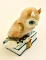 Zsolnay porcelán bagoly, kézzel festett, jelzett, hibátlan, 16×8×10 cm