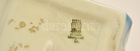 Zsolnay porcelán bagoly, kézzel festett, jelzett, hibátlan, 16×8×10 cm