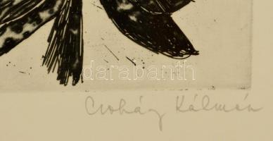 Csohány Kálmán (1925-1980): Érintés, rézkarc, papír, jelzett, számozott (100/20), üvegezett fa keret...