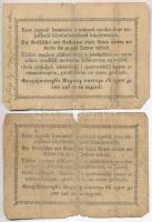 1848. 5Ft vörösesbarna (2x) + 1849. 30kr (2x) "Kossuth bankó" T:III-,IV ly.,ragasztás