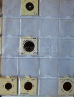 Jó világgyűjtemény 297db régi és új, sok tengerentúl és svájci 2db éremtartóban